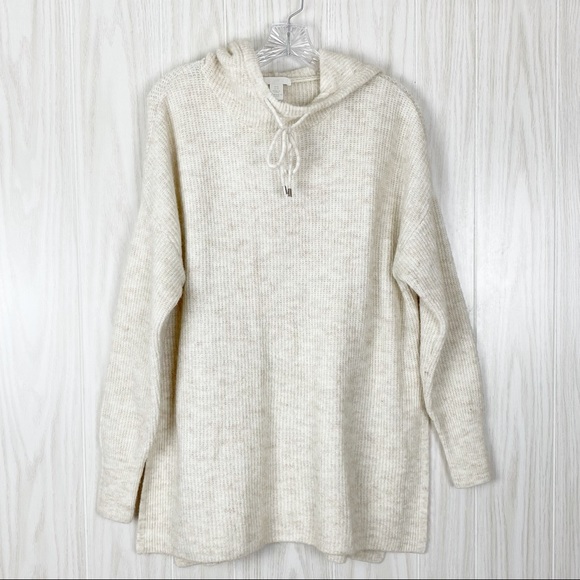 H&M Sweaters Hm Hooded Cream Knit Pullover Sweater Poshmark